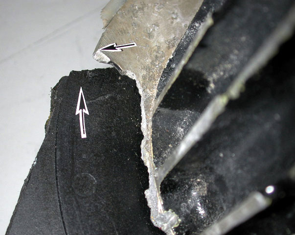Recovered fan - Exhibit 1-9196 - impeller gouge marks