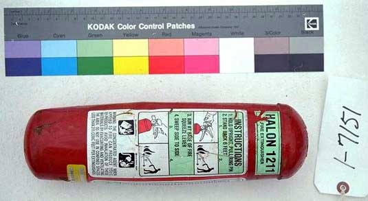 Recovered Halon extinguisher - Exhibit 1-7151