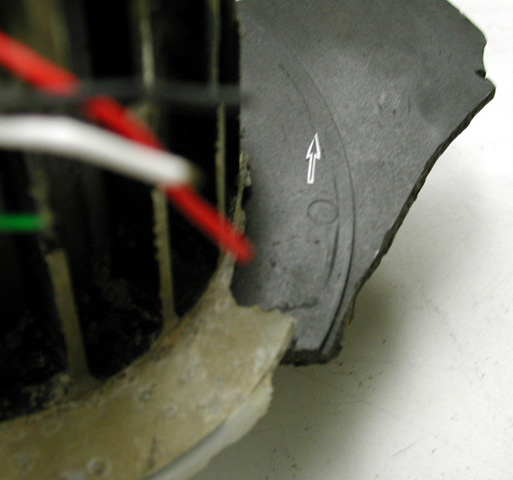 Ventilateur récupéré - pièce produite 1-9196 - marques de rotation du rouet