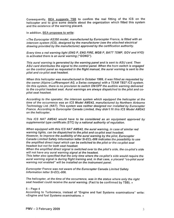 Commentaires du Bureau d'Enquêtes et d'Analyses pour la Sécurité de l'Aviation Civile