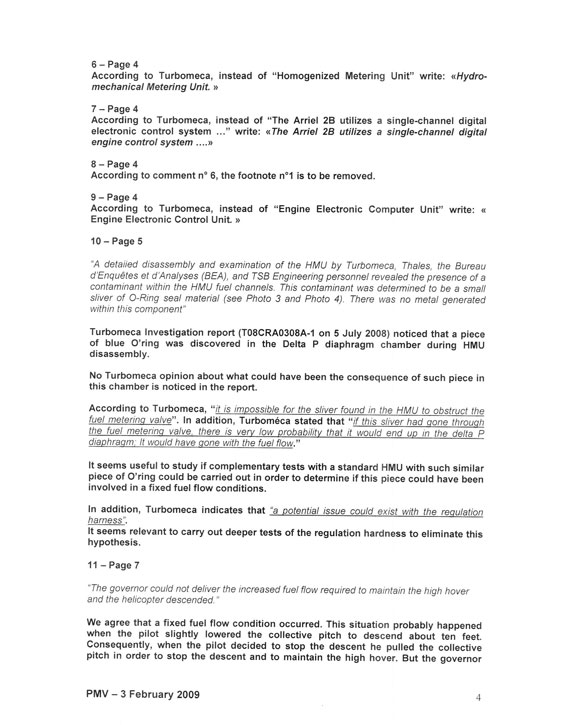 Commentaires du Bureau d'Enquêtes et d'Analyses pour la Sécurité de l'Aviation Civile