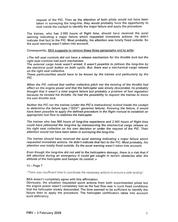 Commentaires du Bureau d'Enquêtes et d'Analyses pour la Sécurité de l'Aviation Civile