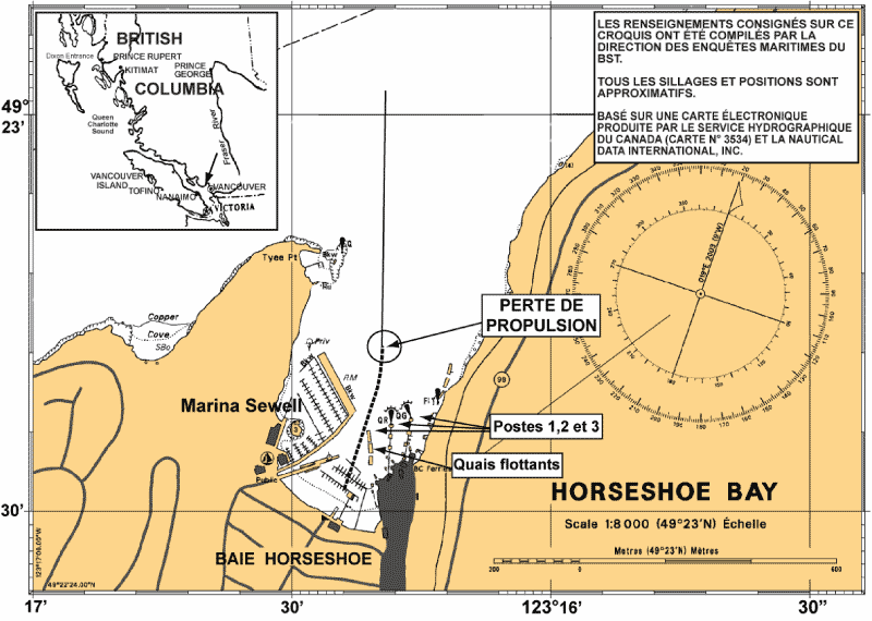 Croquis et vue aérienne de la baie Horseshoe (gracieuseté de BC Ferries